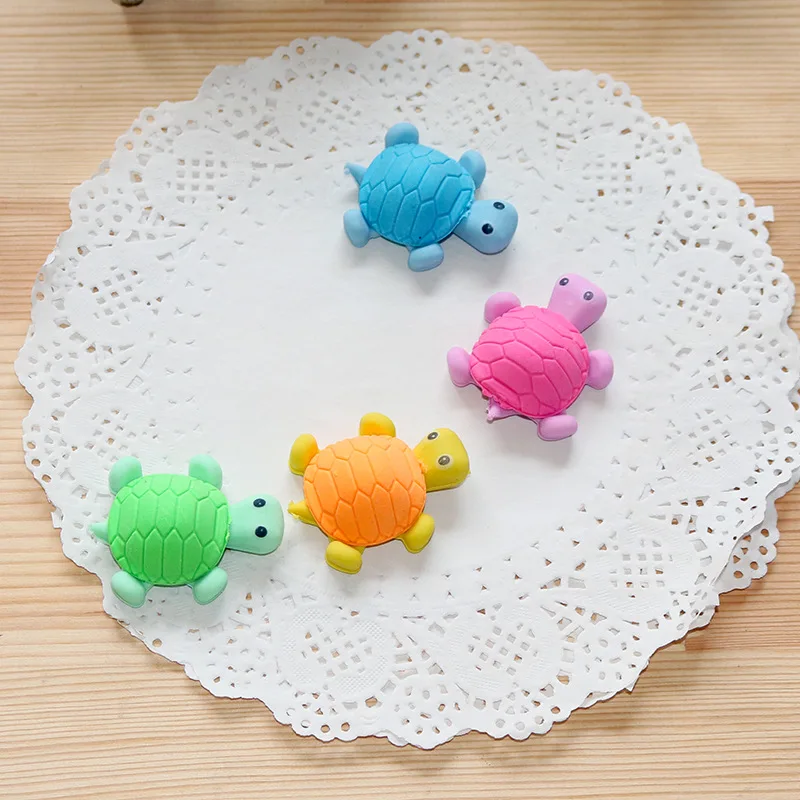 36pcs/lot Novelty Turtle Mini Rubber Erasers Study Writing Stationery Kids Birthday Festival Party Favor takeaways Gifts Goodie