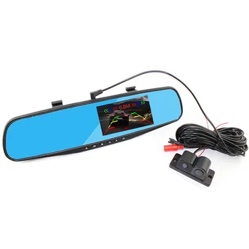 Double Recording Before And After Reversing HD 1080P 4.3 Inch Blue Screen Rearview Mirror Rriving Recorder+Parking Sensor Double Recording Before And After Reversing HD 1080P 4.3 Inch Blue Screen Rearview Mirror Rriving Recorder+Parking Sensor