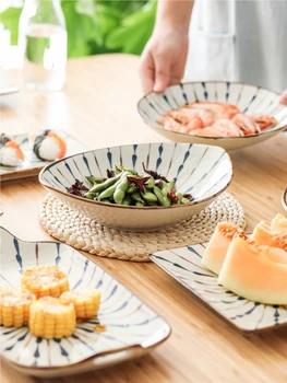 

Ceramic tableware Japanese underglaze color rice bowl dish dish kitchen cutlery set Chinese Porcelain Dinnerware Plate Set