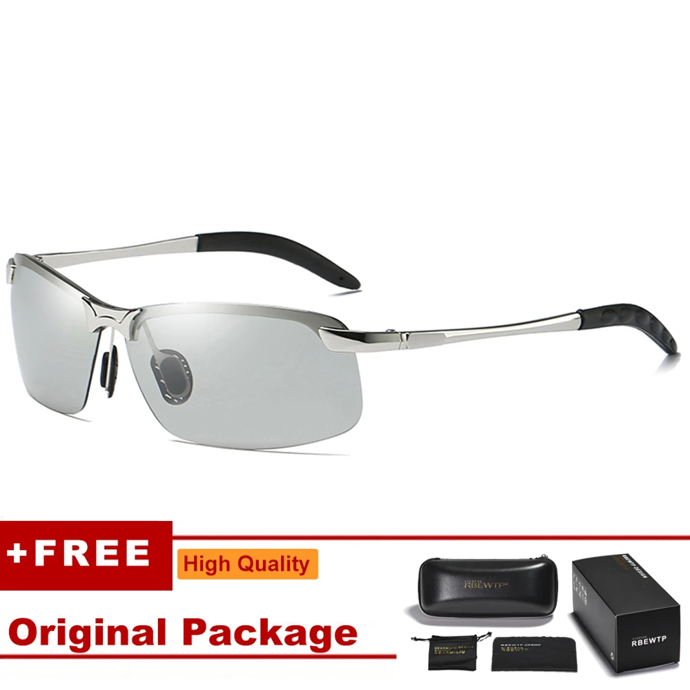 RBEWTP мужские фотохромные поляризованные солнцезащитные очки и Ночные очки для вождения Аксессуары Солнцезащитные очки UV400 для мужчин - Цвет линз: Silver 3