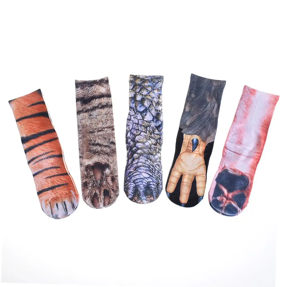Модные 3D Носки с рисунком животных, лапы, ноги, ноги 23-27 см, животные, собака, динозавр, Ослик, слон, Орел, ободок с ушками кошки, тигра, Зебра, свинья, лошадь, копыта