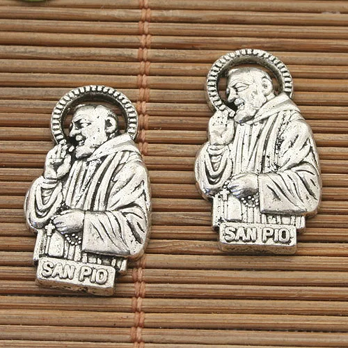 

50pcs dark silver tone SAN PIO Father charm 25mm h3920