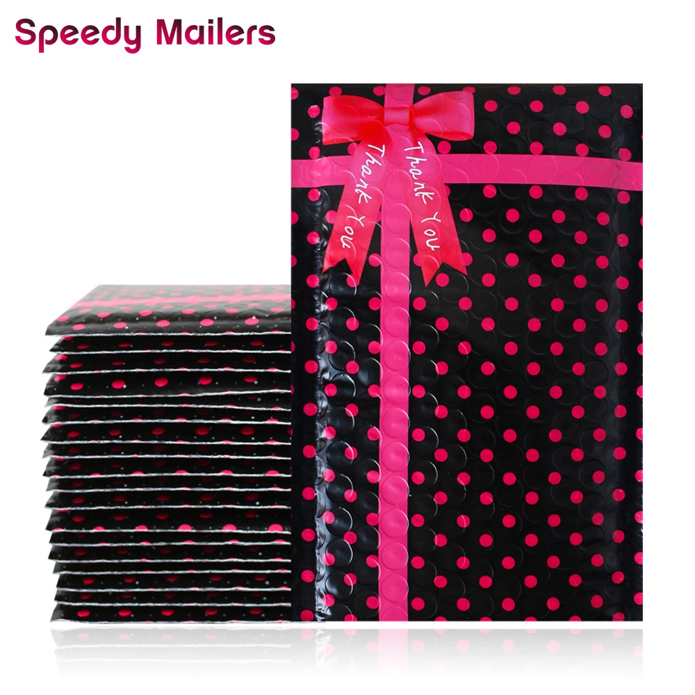 10pcs 4x8 120x180mm Small Black Polka Dots Poly Thank You Bubble Mailers Self Sealing Padded Mailing Envelopes Bowknot Design Paper Envelopes Aliexpress