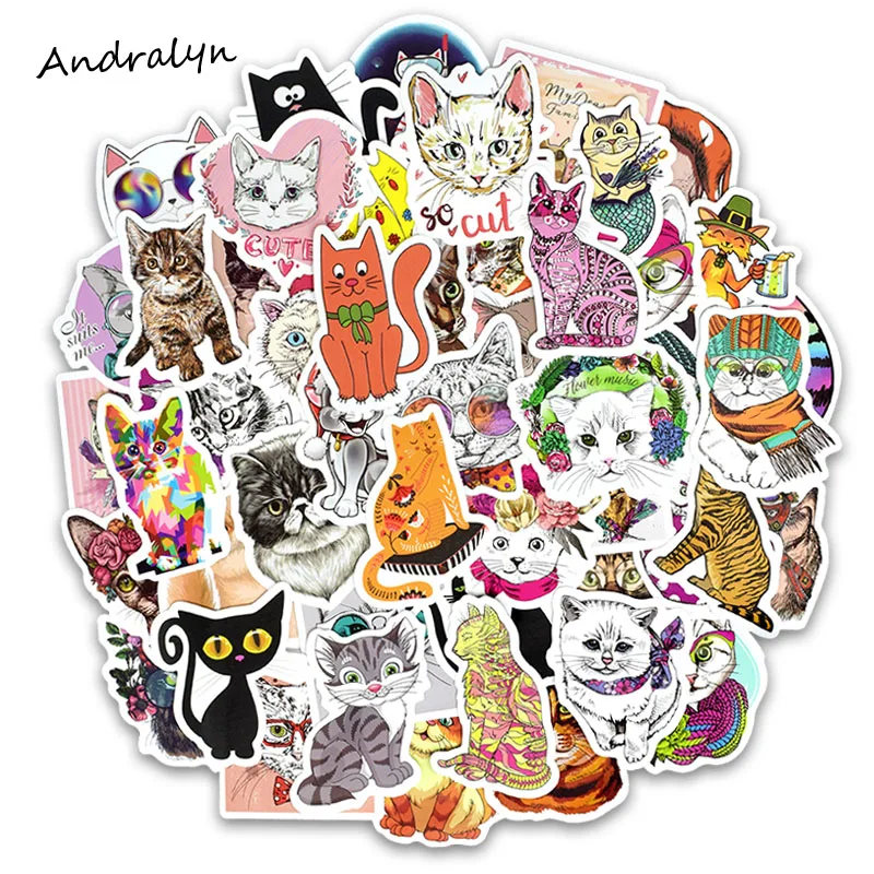 

50 Pcs/Set Cute Cat Graffiti Stickers Lovely Cartoon Animal For Laptop Luggage Car Moto Fridge Car Styling Sticker Pegatina