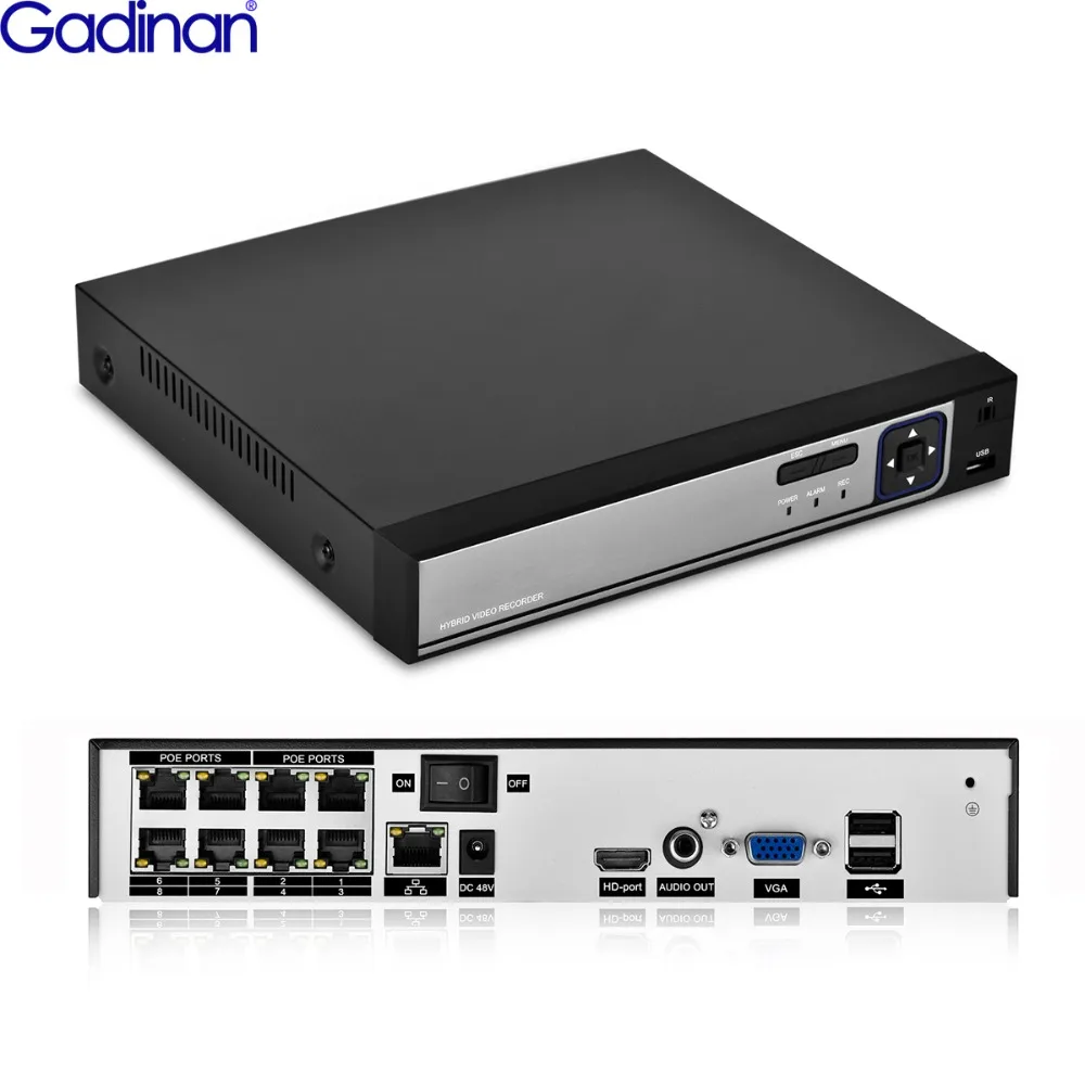 

Gadinan 4CH 8CH Full HD 5MP 4MP PoE 48V IEEE802.3a NVR Network Video Recorder ONVIF for PoE IP Cameras P2P XMeye CCTV System