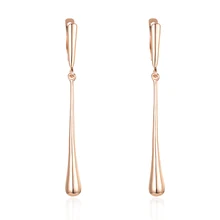 FJ Wanita 585 Rose Gold Warna Oval Tongkat Bola Bulat Menjuntai Drop Anting-Anting Panjang(China)