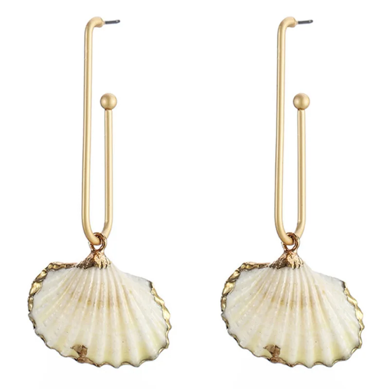 

Fashion Bijoux Summer Jewelry Gold Painted Sea Shell Drop Earrings for Women