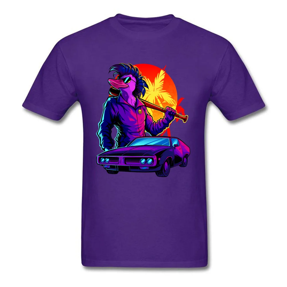 Miami Duck Normal Tops & Tees Short Sleeve for Men Pure Cotton Summer Autumn Crewneck T-shirts Unique Tee Shirt Dominant Miami Duck purple