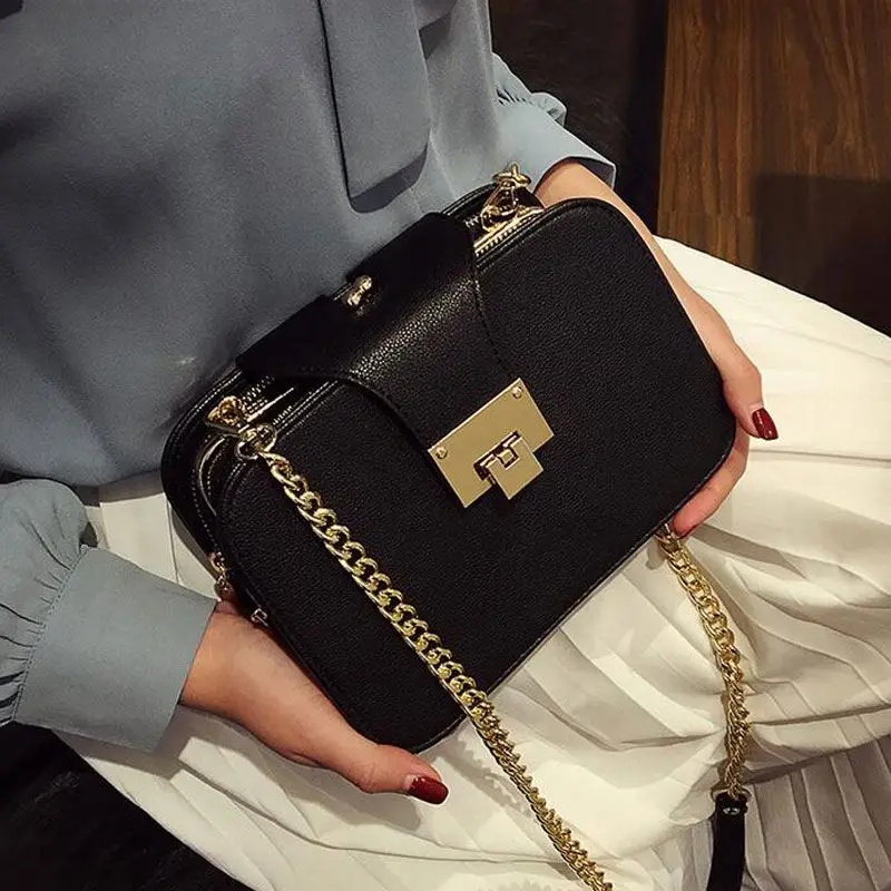 FGGS Весенняя Новая модная женская сумка на плечо с ремешком на цепочке дизайнерские сумки с клапаном клатч женская сумка-мессенджер с металлическим баком