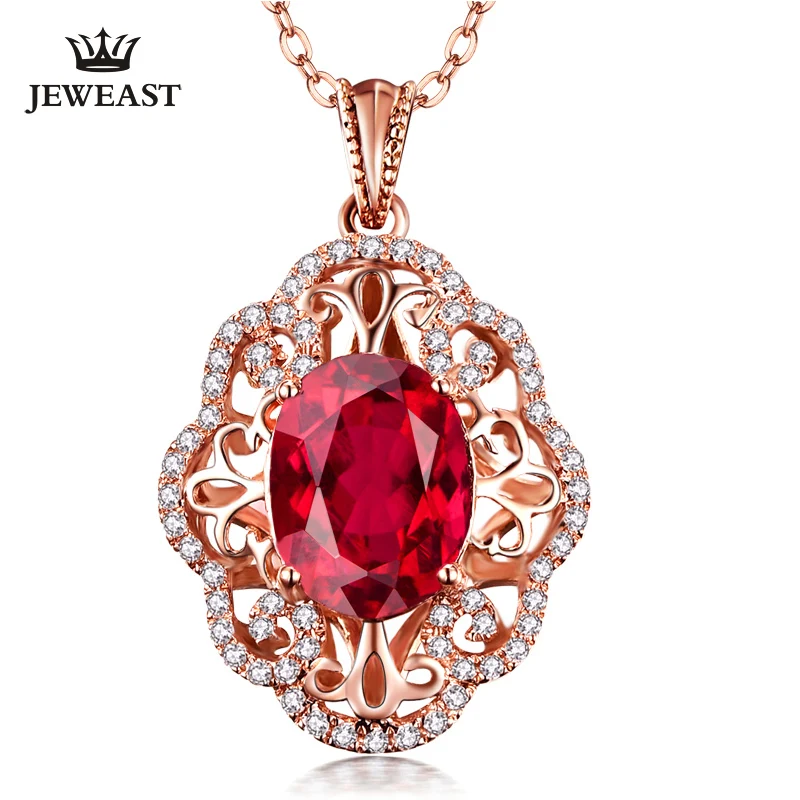 

Natural red tourmaline 18K Pure Gold Pendant Real AU 750 Solid Gold Upscale Trendy Classic Party Fine Jewelry Hot Sell New 2019