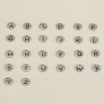 

10MM Stainless Steel Initial 26 Letter A-Z Alphabet Pendant Charms For DIY Bracelet & Necklace Makeing Jewelry Accessories 26PCS