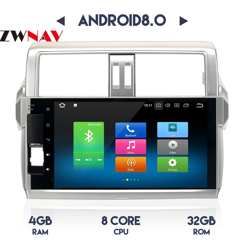 Discount 10.2"Android 8.0 Car GPS DVD Player for Toyota new Prado 150 2014 2015 with 4G+32G Octa Core Stereo Multimedia NAVI Radio 11