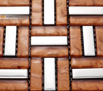 

free shipping! orange glass mosaic tiles, bathroom tiles, strip, HOMER MOSAIC, HMM1031