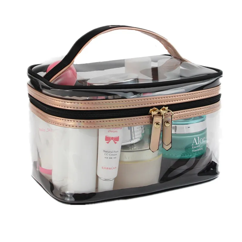 PVC Transparent Cosmetic Bags Women Travel Waterproof Clear Toiletry