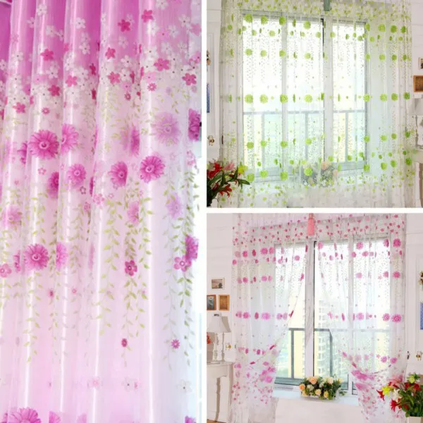 

Eyelets For Curtains Factory Price! Retro Voile Window Curtain Door Room Divider Panel Drapes Scarf Totem Flower