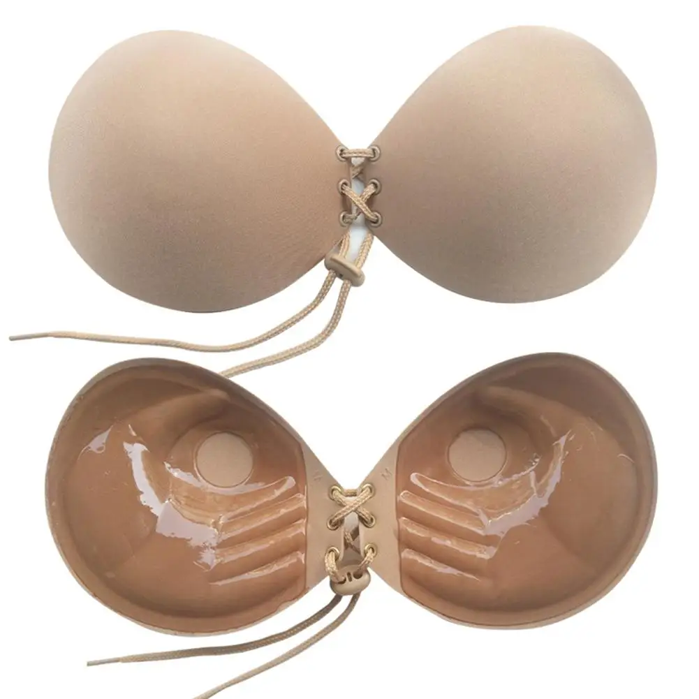 Модные женские силиконовый невидимый бюстгальтер груди клей пуш-ап без бретелек шнурок корсет