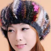Зимняя шапка для женщин реального норки шляпа с уплотненным мехом подарки на Год Белый/цвет смешивания наивысшего качества CP030