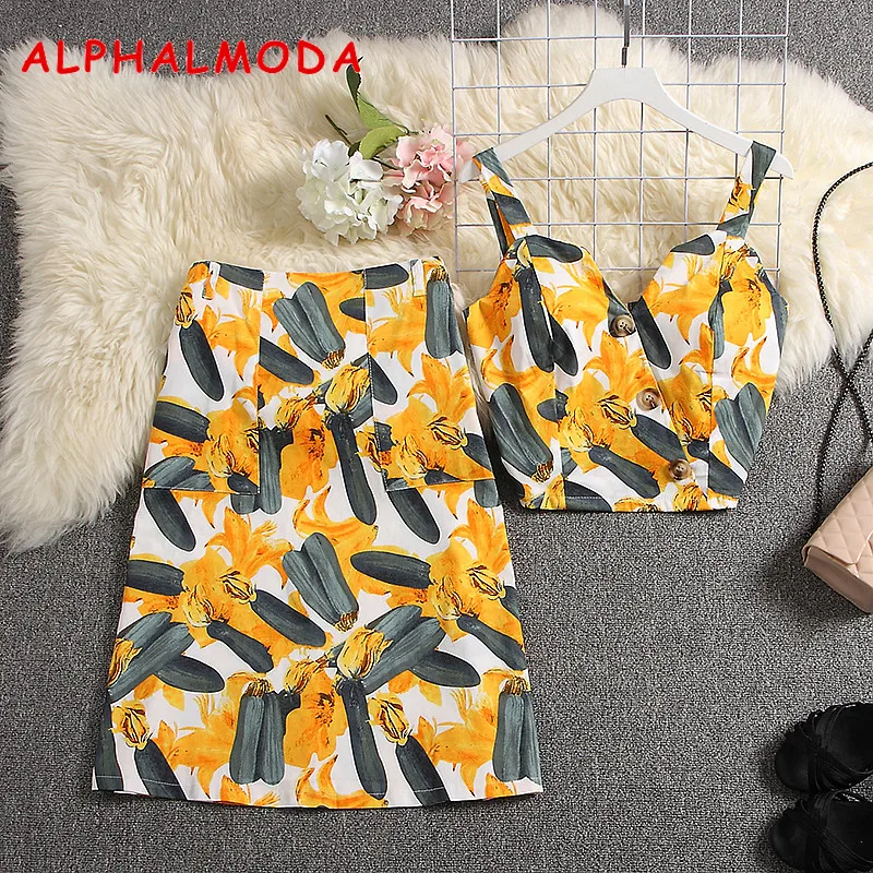 Женский комплект из 2 предметов ALPHALMODA куртка на пуговицах и юбка-трапеция с