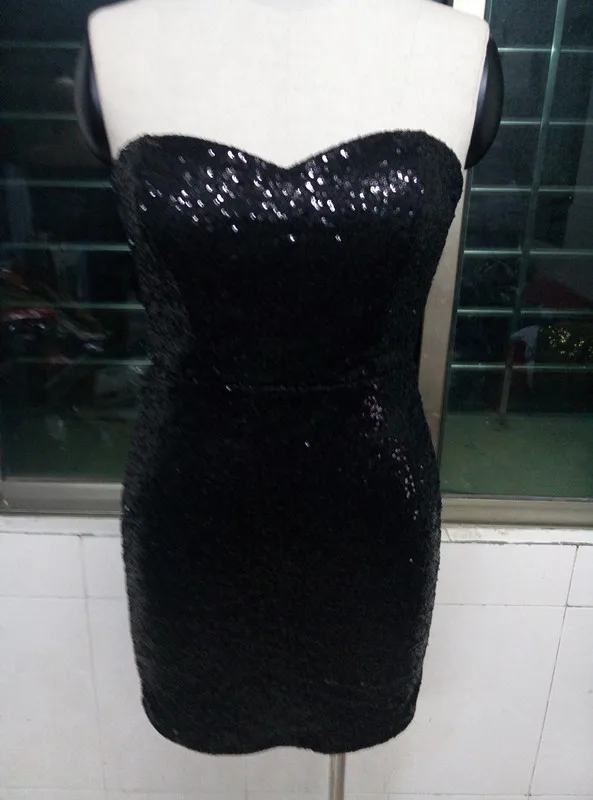 الترتر قبالة الكتف حمالة مثير اللباس النساء حزب Vestidos الأزياء عارية الذراعين سستة الورك Bodycon فستان قصير أسود أنيقة