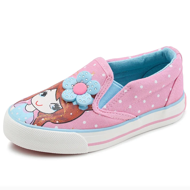 Детская обувь для девочек парусиновая обувь 2018 осенью новый полька точка модные Туфли принцессы для девочек повседневная обувь без