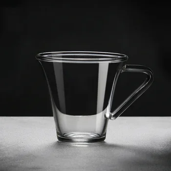 

handmade espresso coffee glass mug with handgrip brief traditional Chinese style eco-friendly 120ml breakfast cups and mugs
