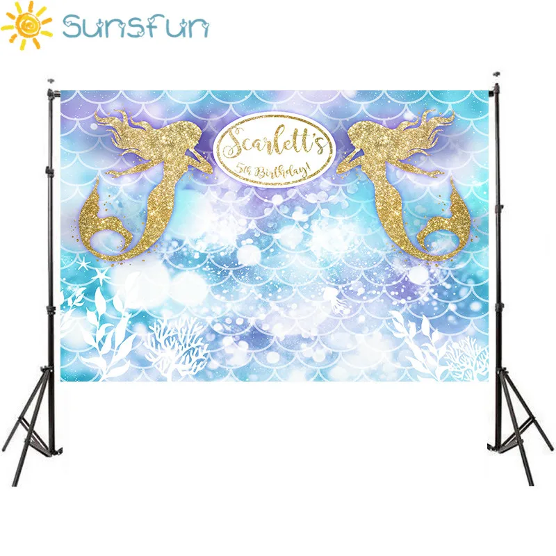Sunsfun 5x3 фута синий фон для фотосъемки новорожденных под морем Русалка волна дня