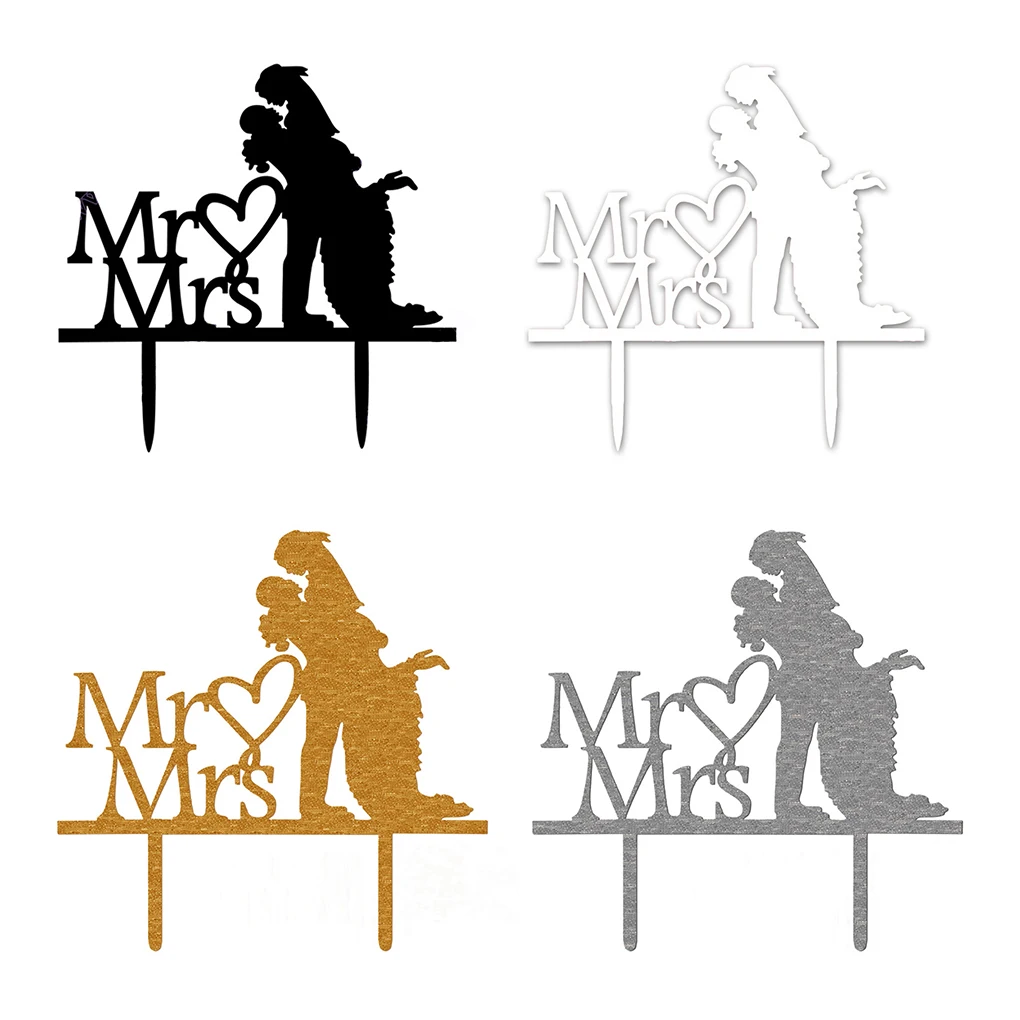 2019 акриловый Mr Mrs Sign Жених сердце силуэт свадебный торт Topper украшение|Товары для