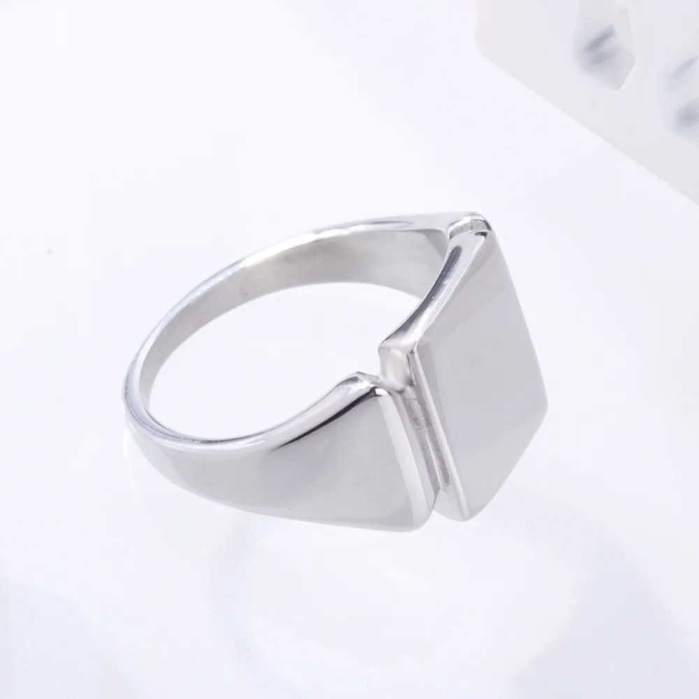Men Titanium Steel Signet Rings Hand By Mirror Polished Geometric Simple Square finger rings jewelry rings ring jewelry signet ring