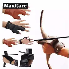 1 шт. Maxkare на открытом воздухе кожаная стрела Охота два пальца лук стрельба перчатка для стрельбы из лука защита пальцев Охотничьи аксессуары