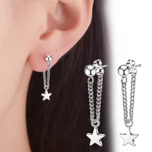 Новинка, 925 пробы, серебряные серьги-гвоздики со звездами для женщин и девушек, простая модная цепочка со звездами, серебряные украшения, серьги вечерние, подарок