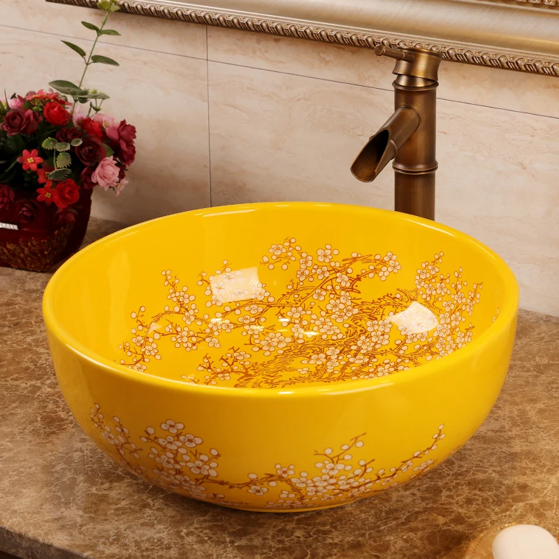Europe Vintage Style Ceramic Art Basin Sinks Counter Top Wash Basin Bathroom Vessel Sinks vanities bathroom ceramic sinks (6)
