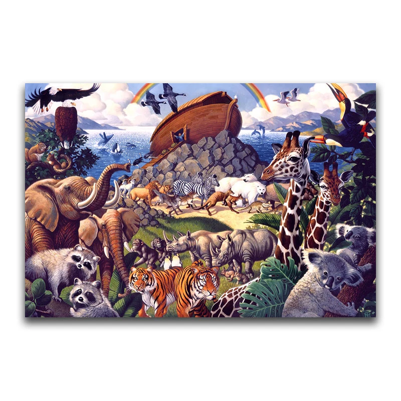Full Square Diamond embroidery Cross stitch animal family Full Round Diamond painting Elephant DIY 3D Diamond mosaic tiger