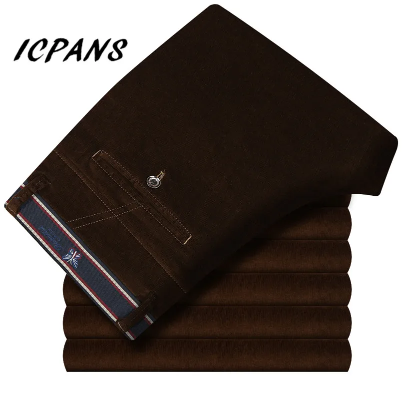 

Icpans Corduroy Pants Men 2018 Autumn Winter Pants Men Casual Thick Warm Khaki Black Casual Pants Men Plus Size 40 42