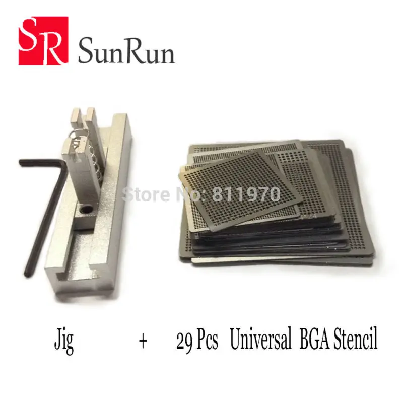 

29pcs Universal Direct Heating BGA Stencils Templates + Reballing Jig For Chip Rework Repair Soldering Kit