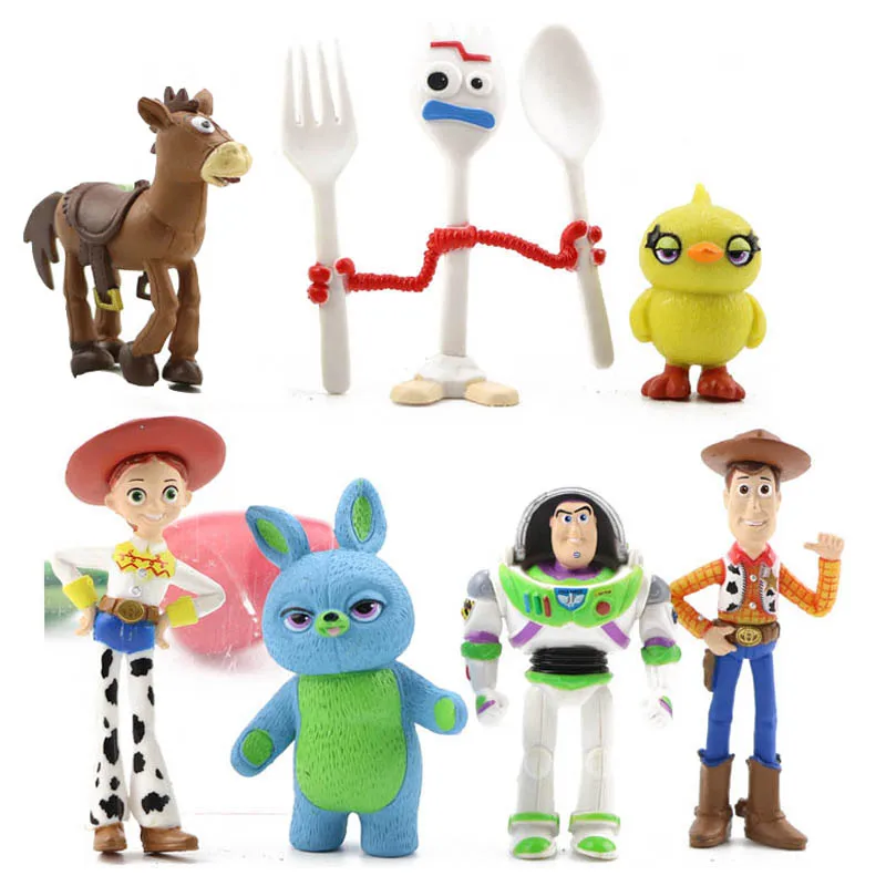 

7pcs 9pcs Toy Story 4 Buzz Lightyear Woody Jessie Bullseye Forky figure Doll Collectible Model Action Figure Toy Kid Gifts