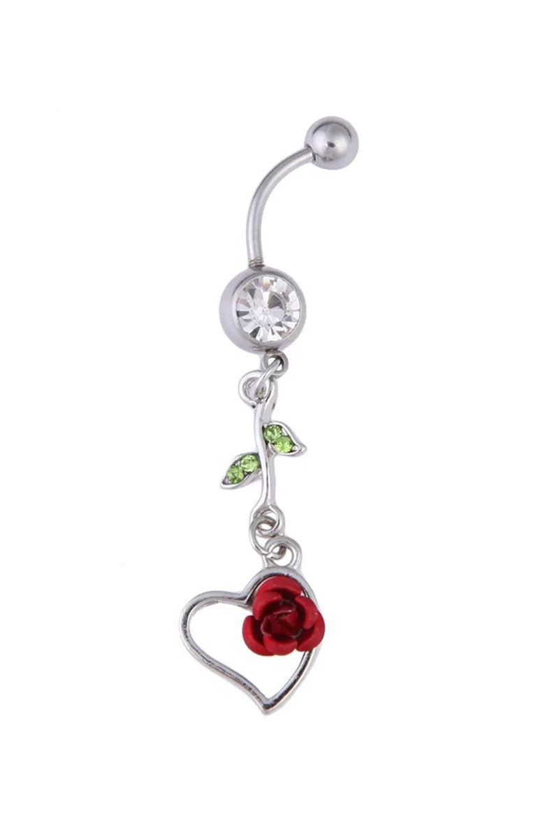 3D heart pink navel pierced belly ring navel button navel earrings