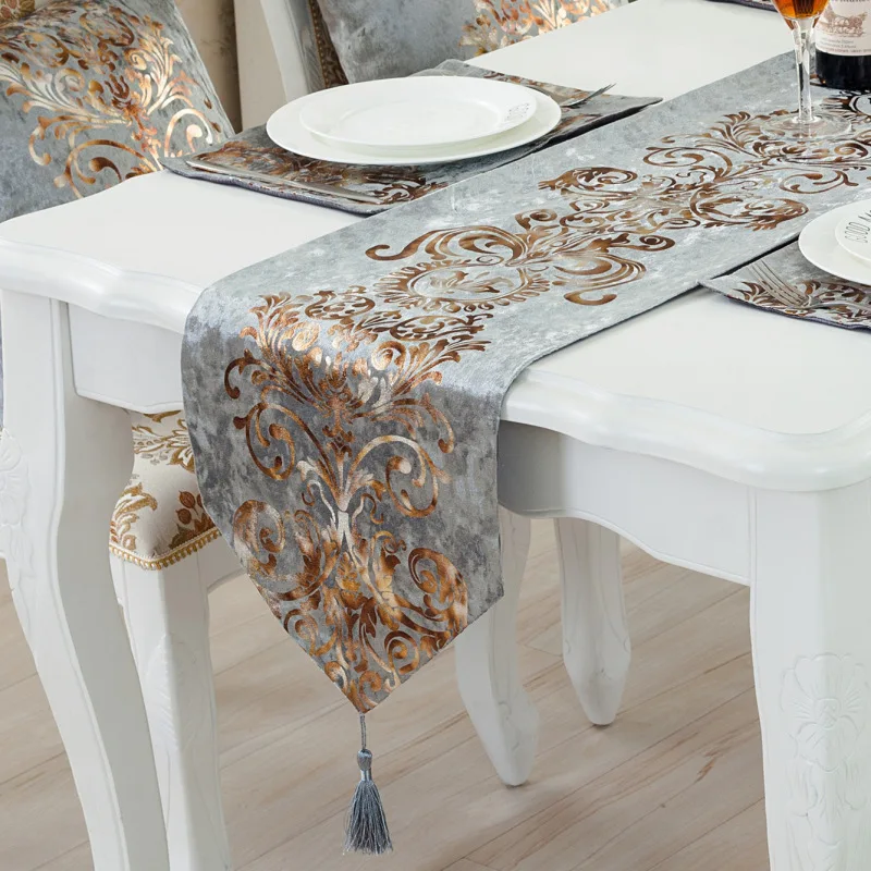 European blue table runners modern Cloth Fashion Luxury Upscale