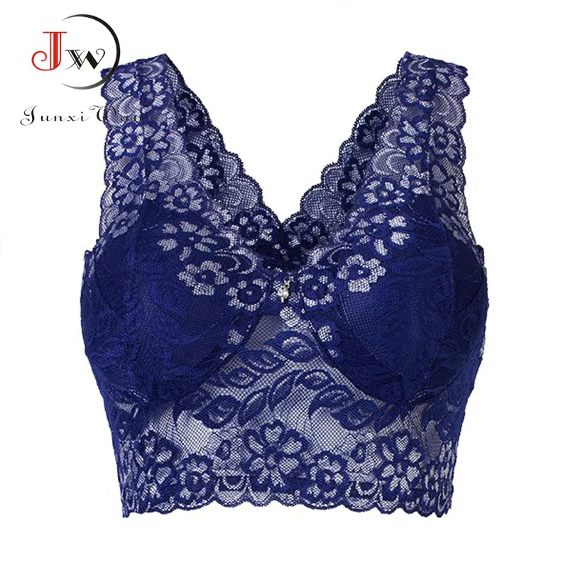 Sexy Lace Full Cup Breathable Bras Underwear Women Seamless Wireless Vest Push Up Bra Ultrathin Perspective Lingerie Sujetador