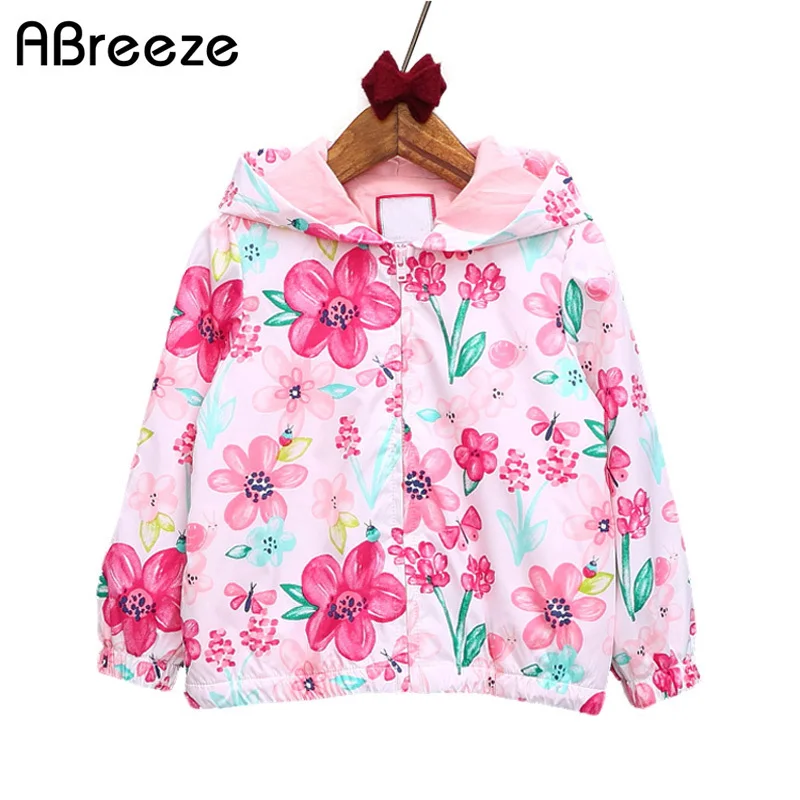 Abreeze Новинка 2017 года весна и осень Детское пальто Модные с цветочным рисунком для