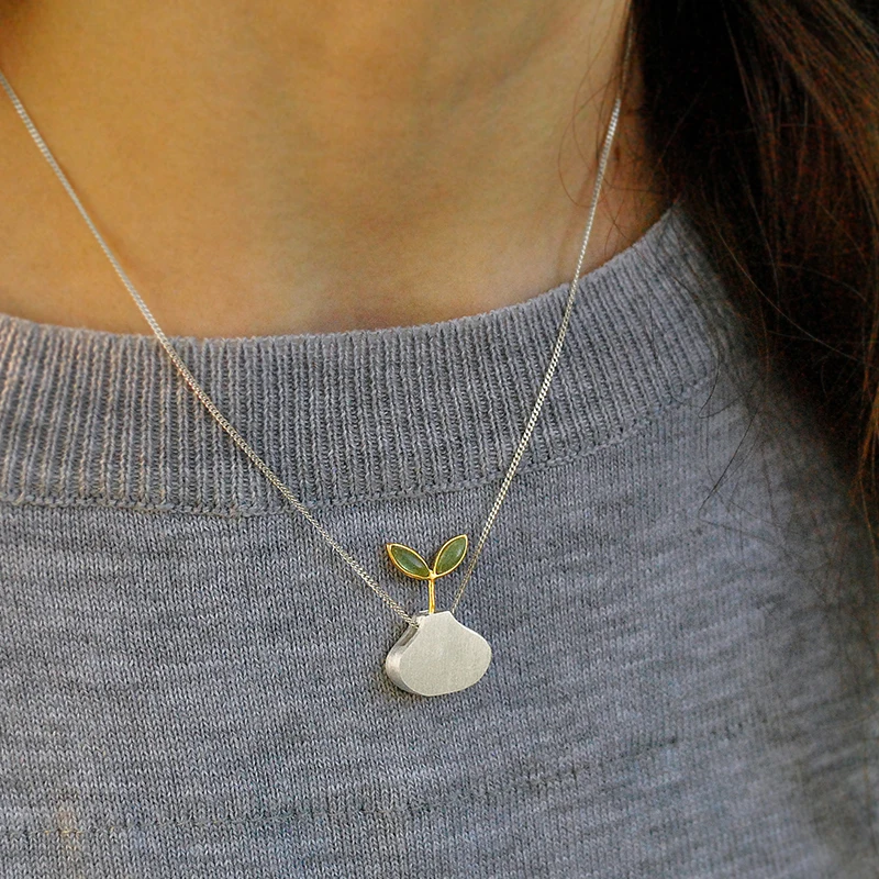 Lotus Fun реальные 925 пробы серебро Натуральный камень творческий ручной Fine Jewelry