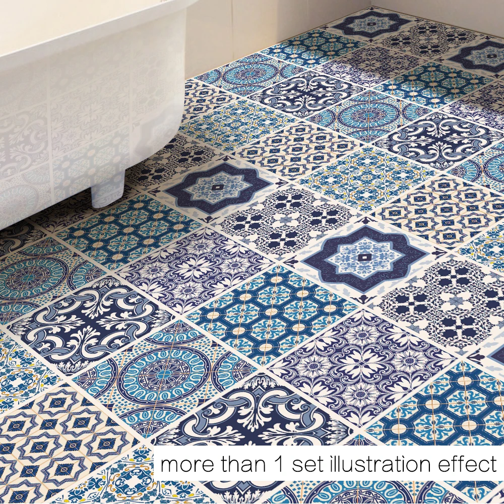 Funlife Chinese Classic blue and white porcelain decor floor stickers