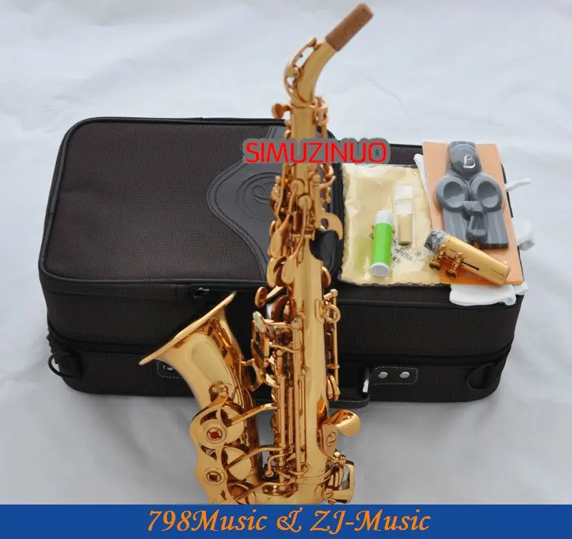 Электрофорез золото изогнутый саксофон сопрано Bb ключ к высокой F ключ и G ключ
