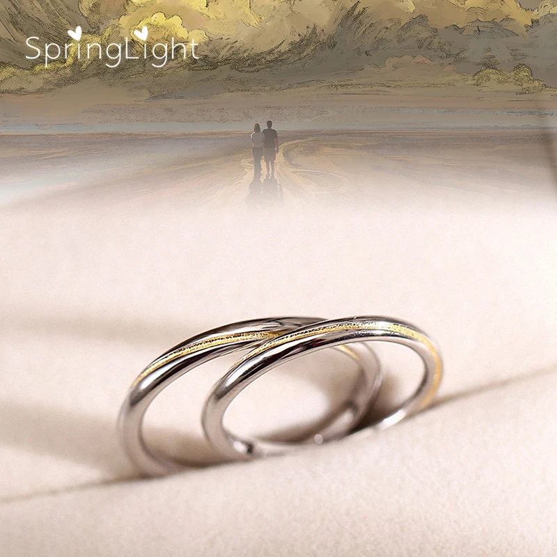 

SpringLight Real 925 Sterling Silver Creative Designer Fine Jewelry Minimalist Love You Endless Couple Rings for Women Bijoux