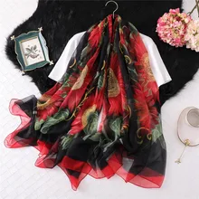 Marca de lujo estampado girasol moda elegante mujer 100% pura seda bufanda mujer Fular clásico chales y saves Beach Cover-Ups