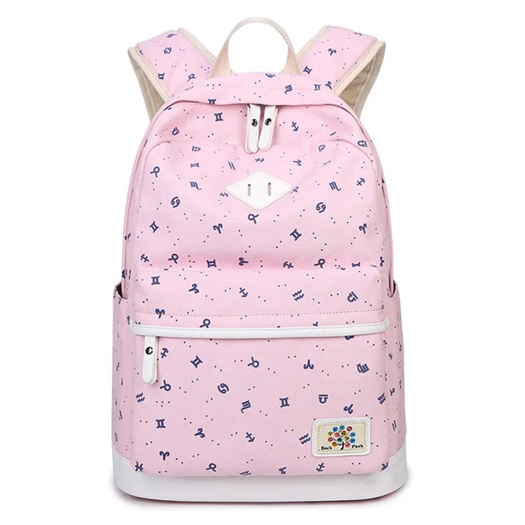 FengDong, черный холщовый Детский рюкзак с принтом, школьные сумки для девочек, дорожный рюкзак для ноутбука, Детская сумка для компьютера, сумка для книг для девочек - Цвет: pink