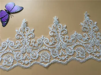 

3Yards High Quality Alencon Lace Trim Bridal Wedding Dress Lace Applique DIY Sewing Supplies Free Shipping