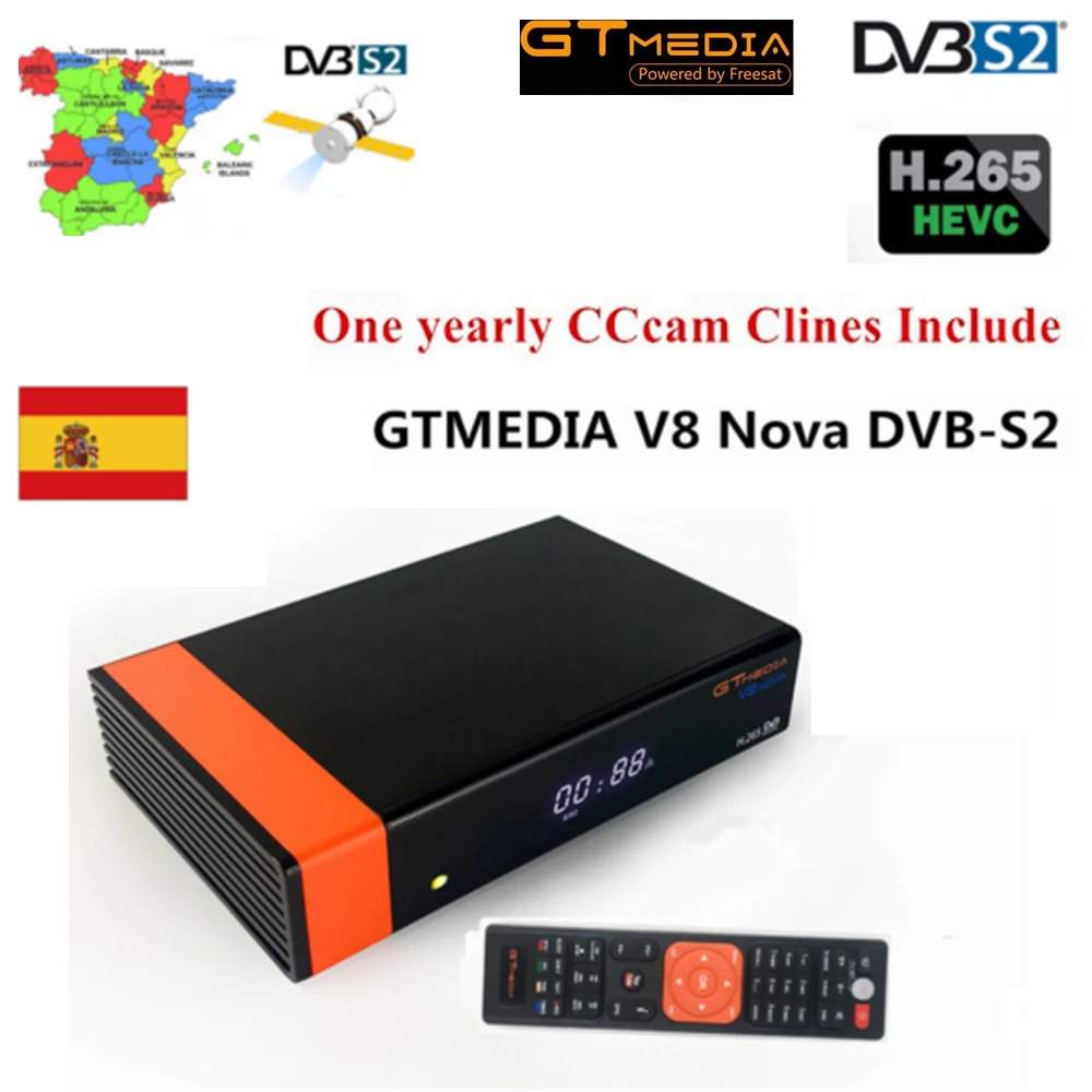 

1 Year Europe Cline Genuine Freesat GTMedia V8 Nova Full HD DVB-S2 Satellite Receiver Same V9 Super Upgrade From V8 Super Deco