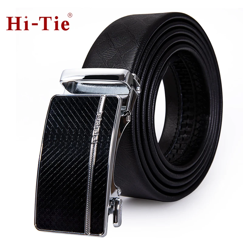 

PD-2117 Hi-Tie Business Designer Genuine Leather Belt Male Automatic Buckle Black Belt 160cm Long Wide Men's Trouser Charm Belts
