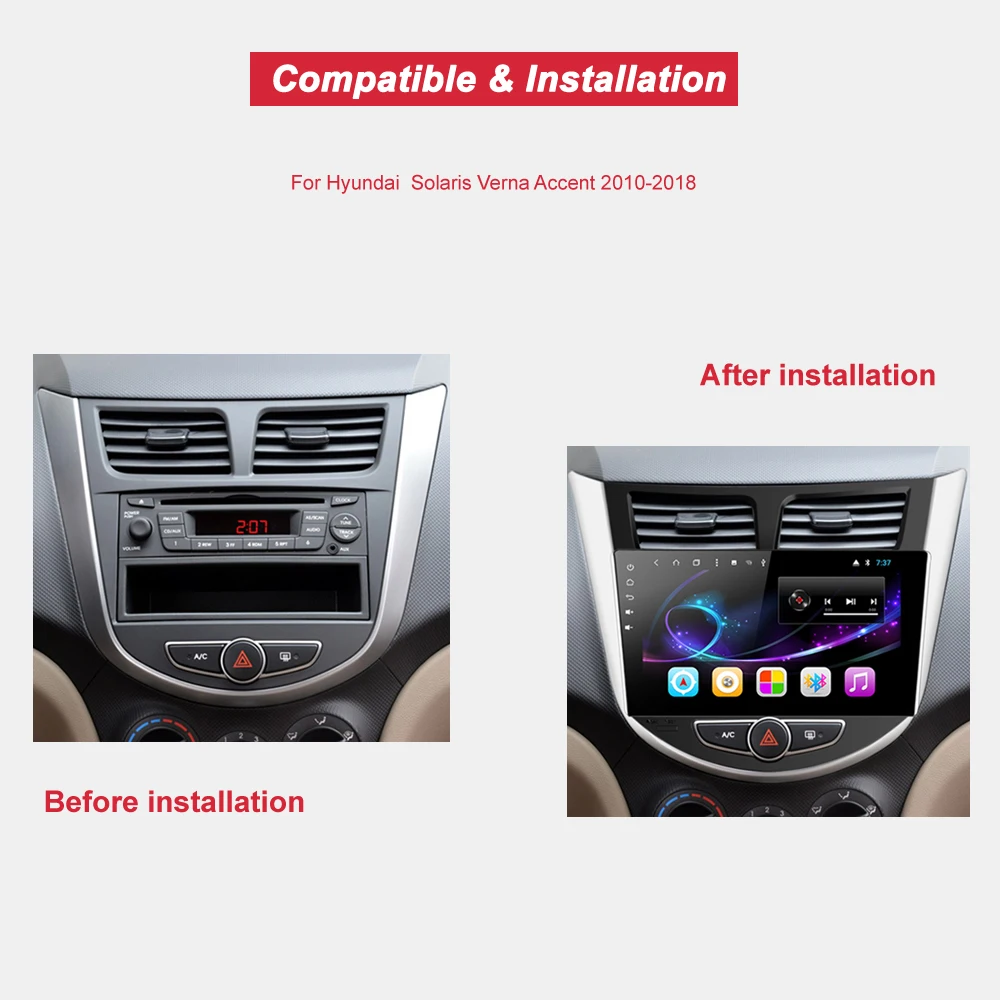 Perfect Bonroad Octa Core 1024*600 9"Android 8.1 Car Video Player For Solaris Verna Accent Car PC Headunit Radio Video Player Navigation 5