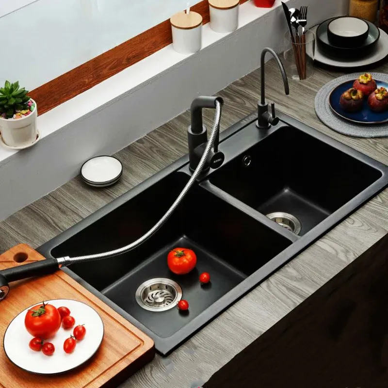 German Thick Quartz Stone Sink Double Bowl Kitchen Sink Sink